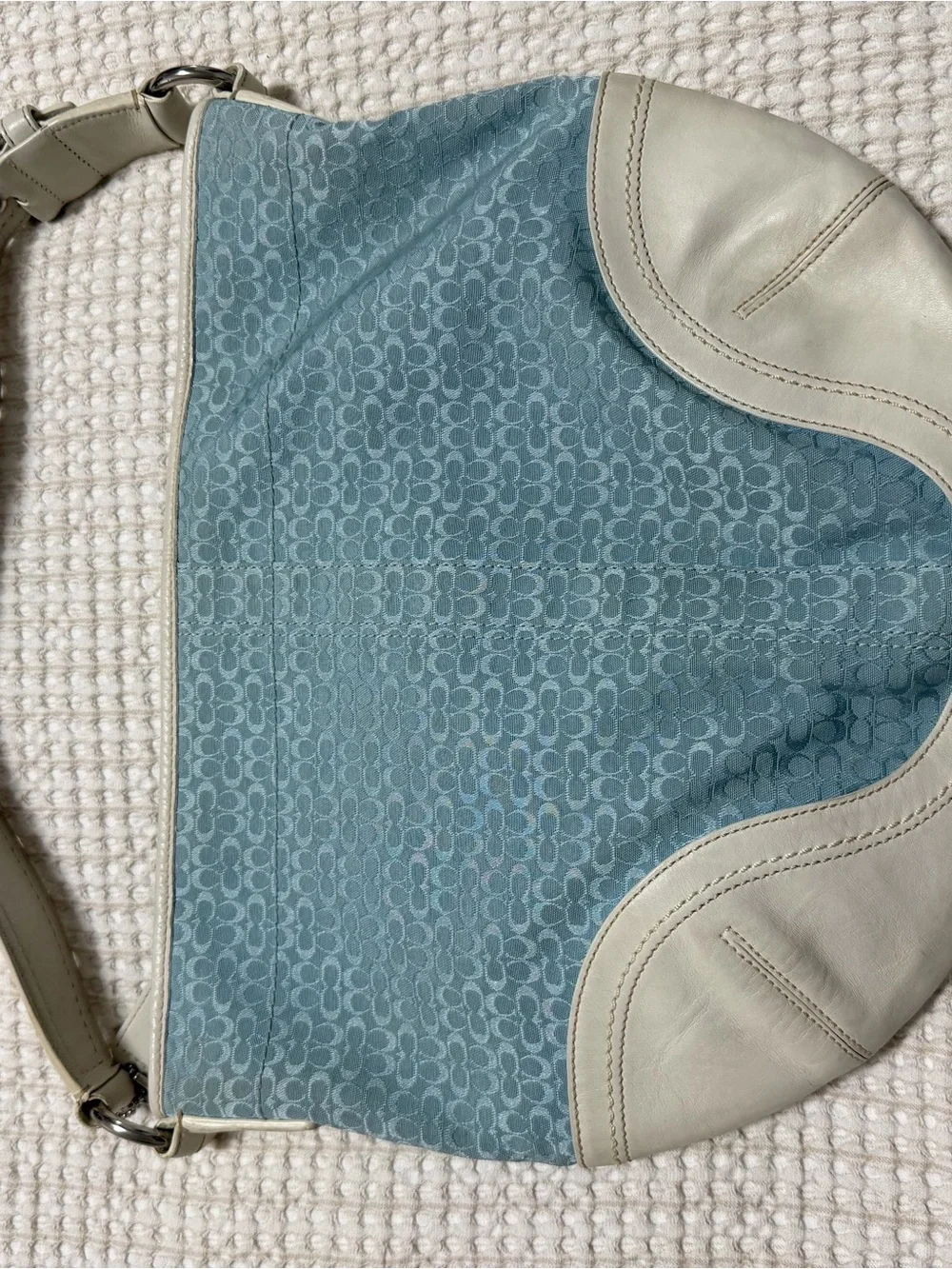 Vintage Coach Soho Hobo Bag Light Blue  Signature Monogram Y2K F10923